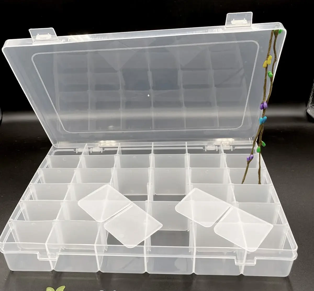 ОРГАНАЙЗЕР ДЛЯ БІСЕРУ, НАМИСТИН, ДРІБНИЦЬ / 27.5*17.5*4.5CM / 36 ЗНІМНИХ КОМІРОК / ПРОЗОРИЙ, фото 1