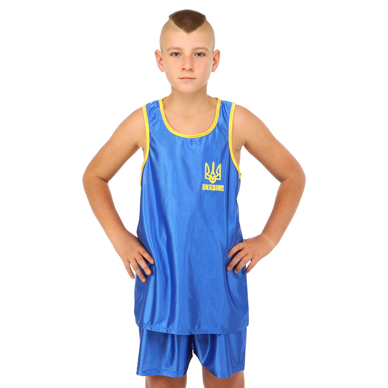 Форма боксерська CO-8941 UKRAINE Sport дитяча синій size M, 135-145см