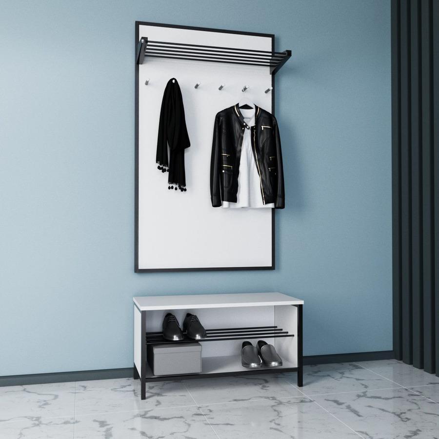 Прихожая Fenster Панорама 2 Чёрная ДСП белое