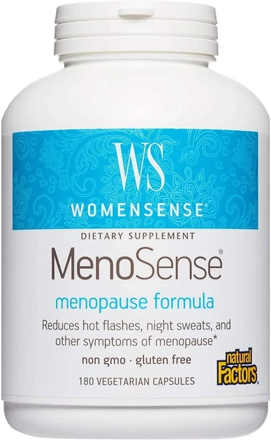 Natural Factors, WomenSense, MenoSense, формула для підтримки організму під час менопаузи, 180 вегетаріанських капсул, фото 1