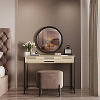 Трюмо Fenster Визави 2 Чёрный ДСП Дуб сонома/Пуф велюр капучино