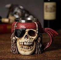 Пивная кружка пират череп, 3D чашка с пиратом 500 мл