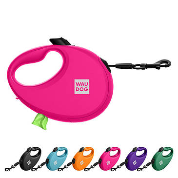 Повідець-рулетка для собак WAUDOG R-leash з контейнером для пакетів, світловідбивна стрічка, L, до 40 кг, 5 м,, фото 1