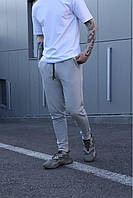 Спортивные серые мужские штаны качественная двунить модные штаны с манжетами Lnx