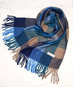 Шарф кашемір дрібна клітинка Рубі синій