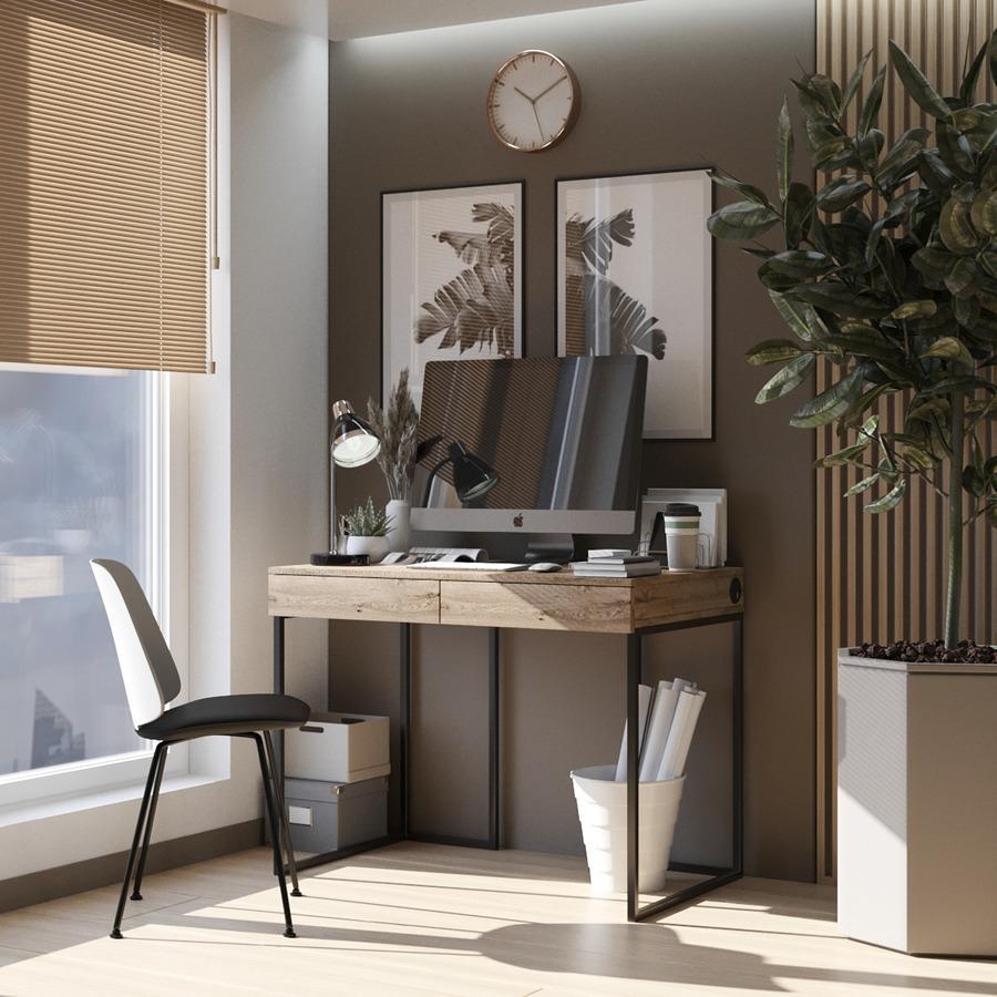 Компьютерный стол Fenster Моррис 2 Чёрный ДСП Аликанте 730x1000x600