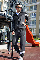 Костюм спортивный Nike с манжетами темно-серого цвета с белыми полосками для спорта Lnx