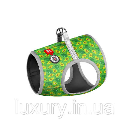 Шлея для собак м'яка WAUDOG Clothes з QR-паспортом, малюнок "Авокадо", S2, В 46-50 см, C 43-45 см, фото 3