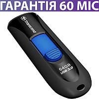 Флешка 64 ГБ Transcend JetFlash 790 USB 3.0 (Трансенд), черная, с выдвижным разъемом (слайдер)