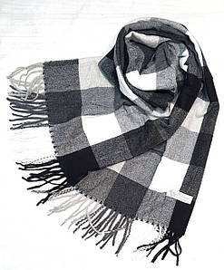 Шарф кашемір дрібна клітинка Рубі чорно-білий