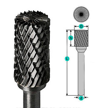 Борфреза твердосплавна циліндрична d6 D14 h25 (AX1425M06 YDS)