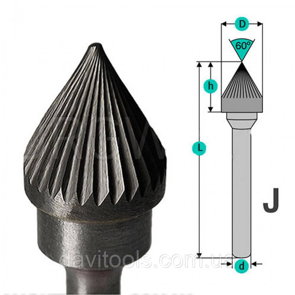 Борфреза конусна d6 D10 h8 a60 (JX1008M06 YDS)