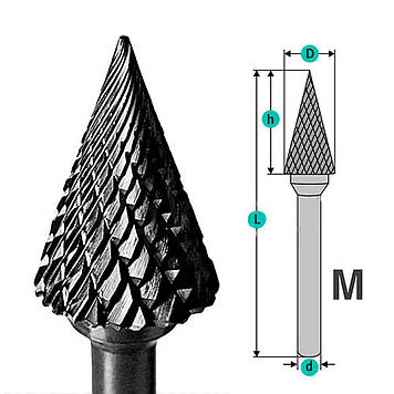 Борфреза напівконусна заокруглена гостра d6 D14 h25 a30 (MX1425M06 YDS)