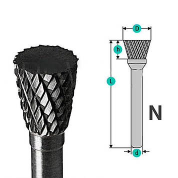 Борфреза конусна посічена (перевернута) d6 D16 h6 (NX1606M06 YDS)