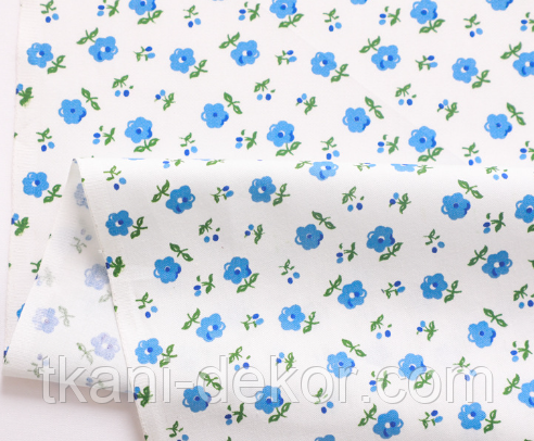 Сатин (бавовняна тканина) бликитні квіточки (ширина 160см, 120г/м2), фото 1