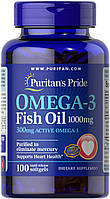 Омега-3 риб'ячий жир, Omega-3 Fish Oil, Puritan's Pride, 1000 мг, 300 мг активного, 100 капсул
