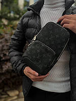 Сумка слинг louis vuitton Avenue черная Мужские нагрудные сумки Люкс качества Барсетка мужская через плечо Lnx