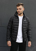Демисезонная мужская куртка Nike черная Мужские куртки с капюшоном спортивные теплая на силиконе Lnx