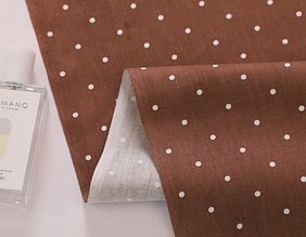 Сатин (бавовняна тканина) горох на шоколаді  (ширина 160см, 120г/м2)