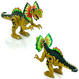 Іграшковий дитячий динозавр, коричневий, ходить, рухає пащею та пластинами, підсвічування очей та спини, звук, 45*13*27см (WS, фото 2