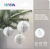 Бумажные шары соты набор белые 3 шт, Ø 8, 9, 10 см Heyda 204870714