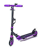 Детский складной самокат с фонариком и звонком Scale Sports SS-14 фиолетовый. Колеса 145 мм. Деткам от 3-х лет