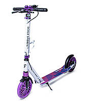 Дитячий самокат Scale Sports SS-23 + ліхтарик + дзвіночок. Дискове гальмо. Передній амортизатор. Фіолетовий