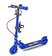 Детский складной самокат с ручным тормозом Scale Sports SS-13 Синий. Колеса 120 мм, светятся.Деткам от 3-х лет