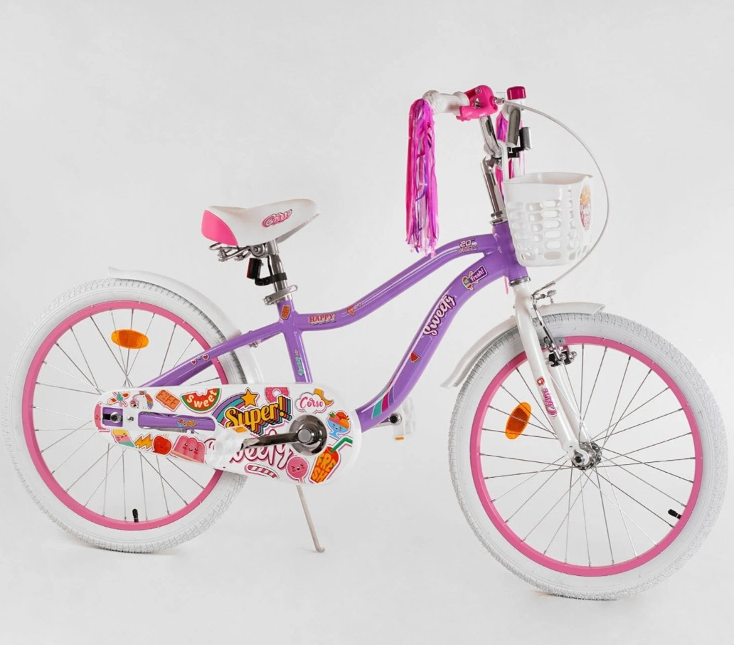 Велосипед 20" дюймів 2-х кол. "CORSO Sweety" SW-20714 / 207140 (1) ФІОЛЕТОВЕ, алюмінієва рама зібраний на 75%