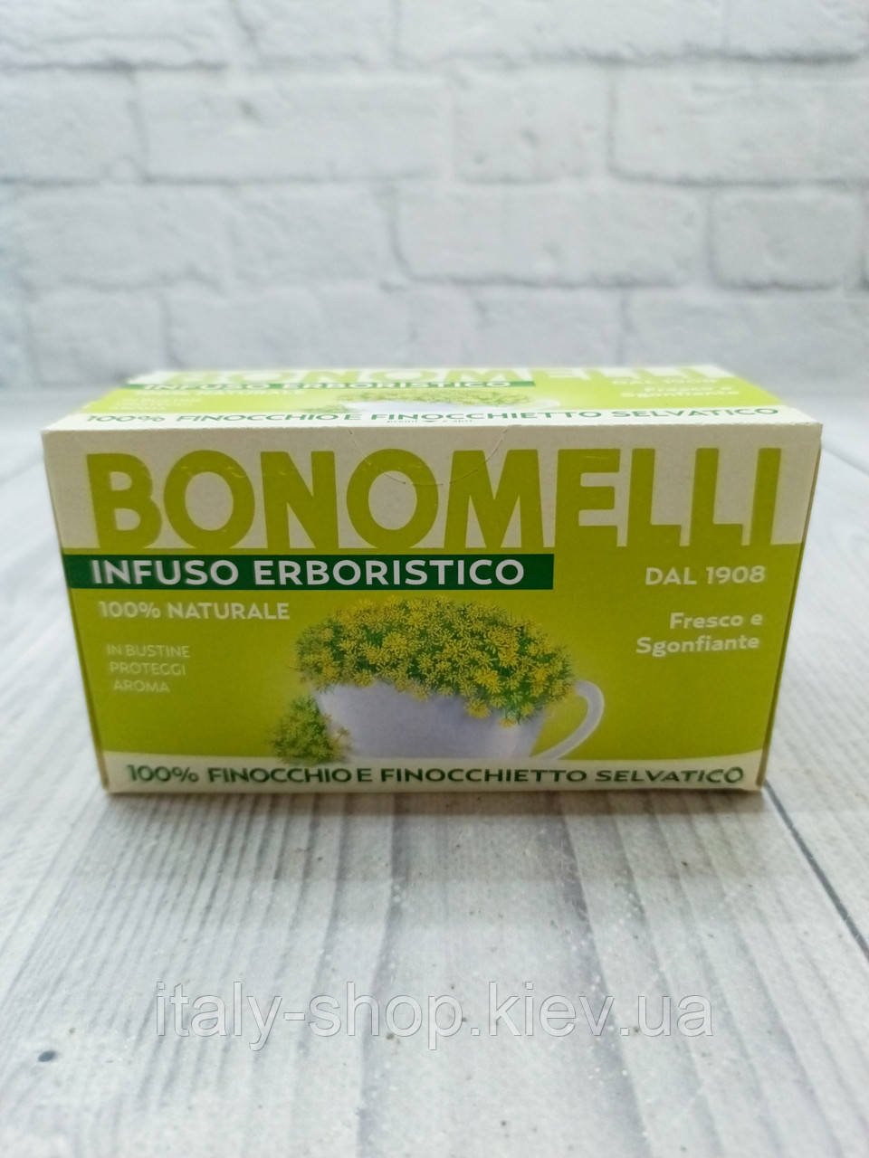 Чай Bonomelli 100% з натуральним фенхелем проти здуття кишечника, 16 пакетиків, Італія.
