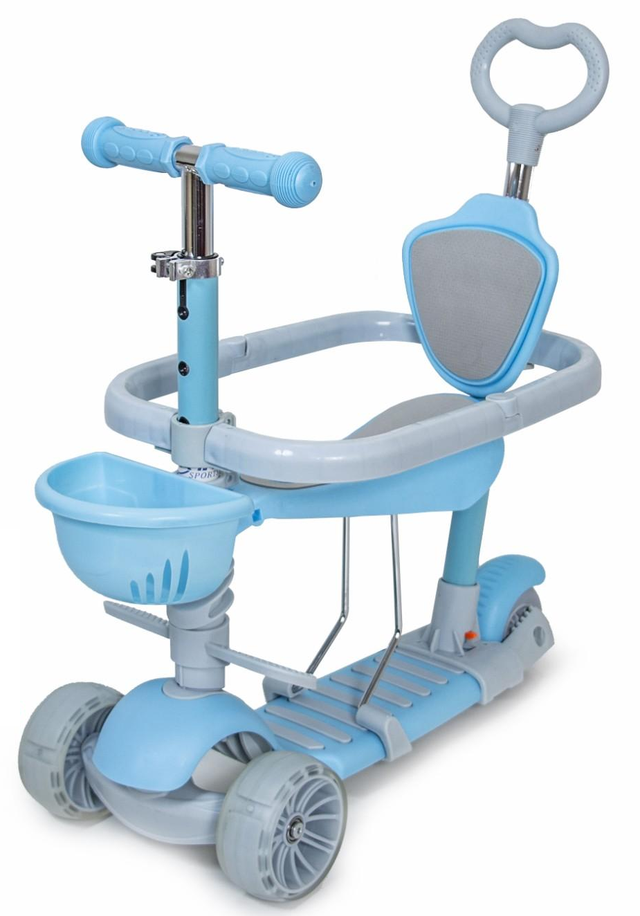 Дитячий самокат Smart 5 в 1 із захисним бортиком Pastel Blue. Для дітей від 1 року