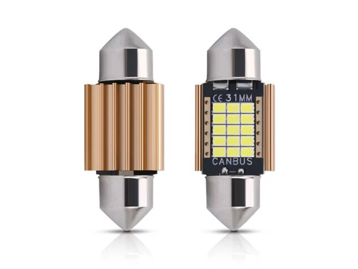 Світлодіодна автомобільна лампа T11 x 31mm SV8,5 15 SMD 2016 12-30V WHITE з обманкою, фото 1
