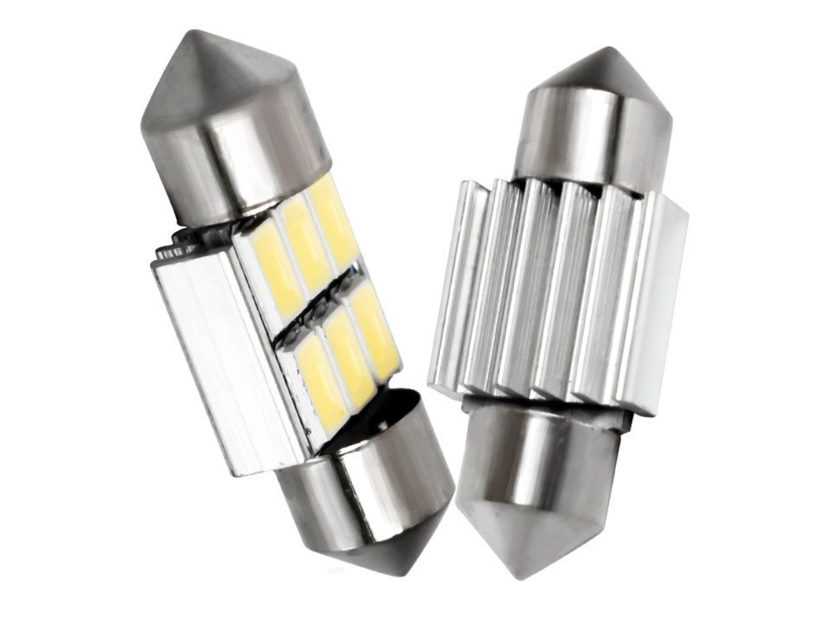 Світлодіодна автомобільна лампа T11 x 31mm SV8,5 6 SMD 5630 12V WHITE з радіатором