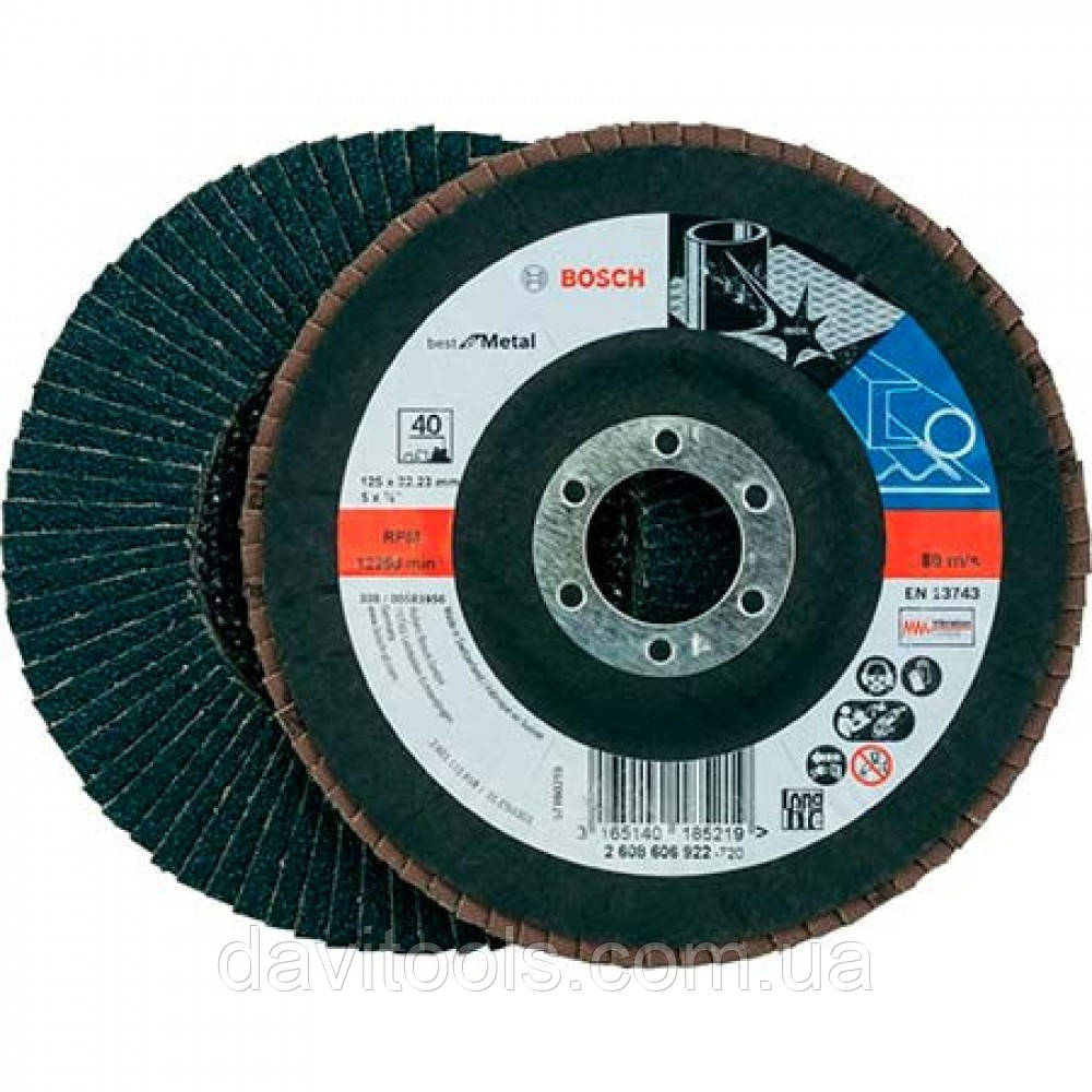 Круг пелюстковий торцевий КЛТ BOSCH best for metal D125 d22.2 Р60