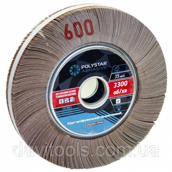 Круг шліфувальний пелюстковий КШЛ Polystar D200 d32 B30 P600