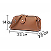 Жіноча сумка через плече, містка сумка клатч з якісної екошкіри коричнева 23см х 7.5см х 14см, фото 5