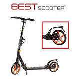 Міський двоколісний алюмінієвий самокат з дисковим гальмом Best Scooter FACTOR Чорний 2022, фото 11