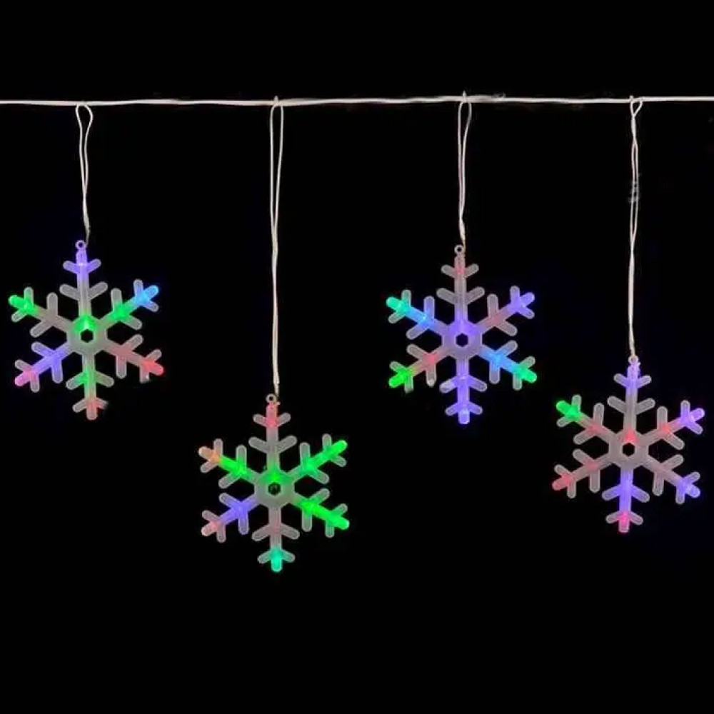 Світлодіодна гірлянда штора Сніжинки 6шт, 3х0,5м, 220V, 8 режимів, IP44, фото 1