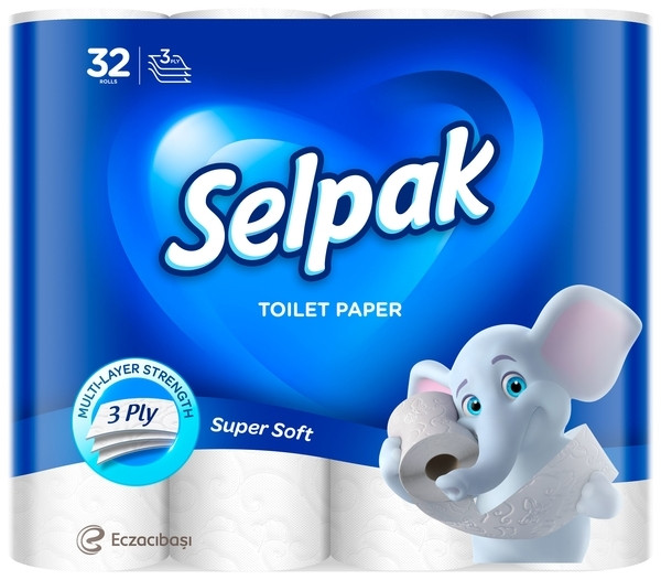 Туалетний папір Selpak 32 рулони 3 шари білий