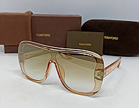 Tom Ford Porfirio очки маска женские солнцезащитные бежево коричневый градиент с зеркалным напылением