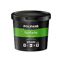 Краска интерьерная ЭкоФарба устойчива к истиранию Polifarb белая 20 кг