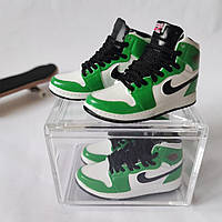 Мини обувь фингер шузы Nike AIR Jordan в пластиковом кейсе Зеленые