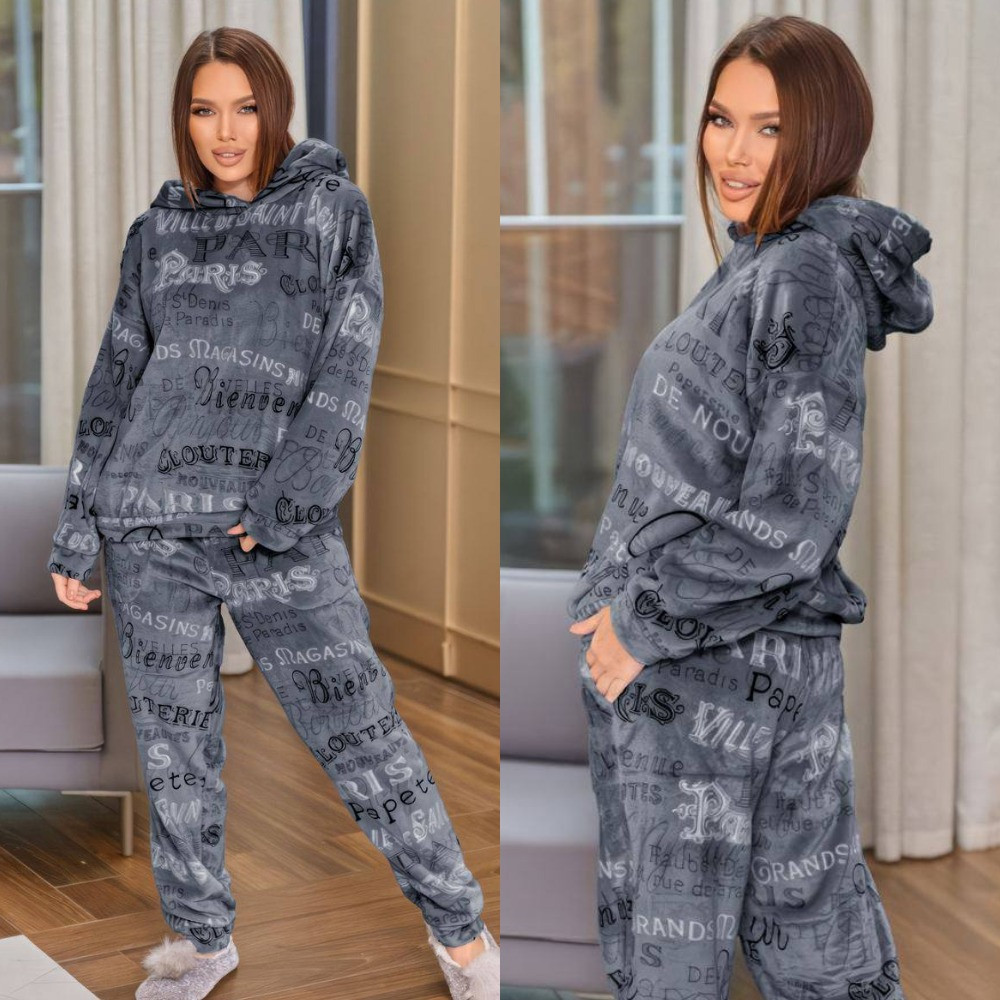 Жіноча тепла плюшева піжама, фото 1