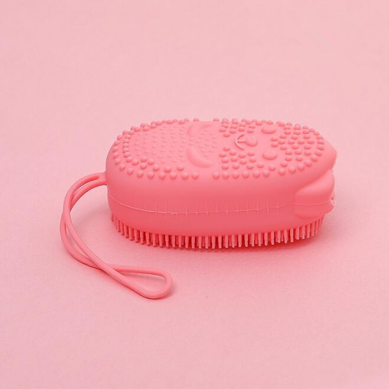 Двостороння силіконова мочалка-масажер для тіла Silica Gel Bath Brush рожева