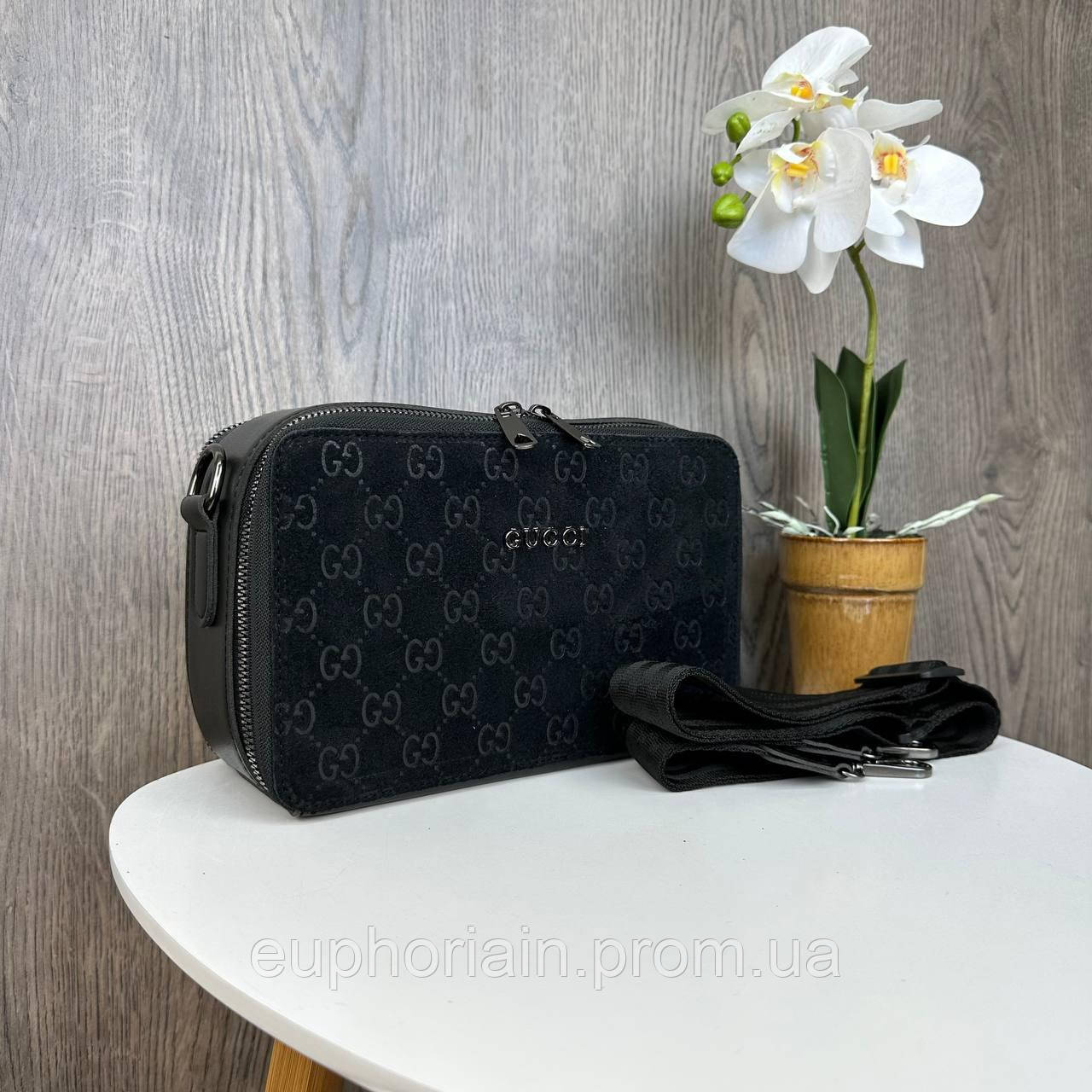 Женская замшевая сумочка клатч по Гучи, мини сумка на цепочке Gucci топ продаж Отличное качество - фото 2 - id-p1998354563