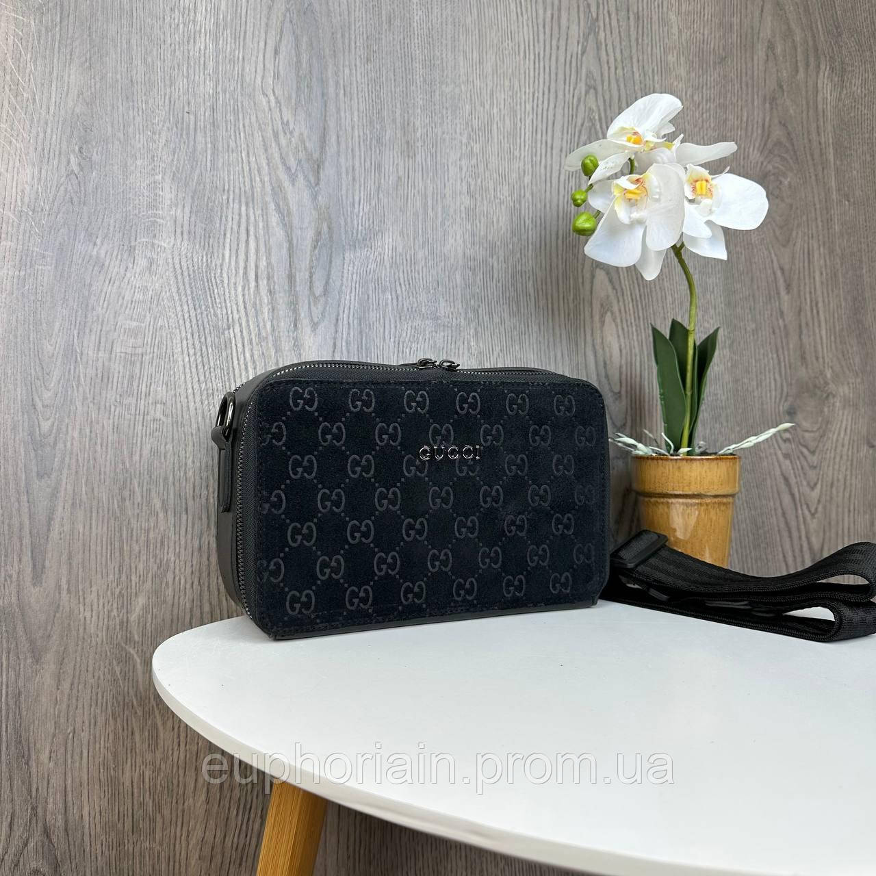 Женская замшевая сумочка клатч по Гучи, мини сумка на цепочке Gucci топ продаж Отличное качество - фото 6 - id-p1998354563