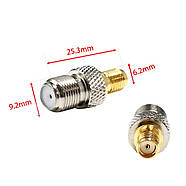 Перехідник SMA Female на F Female (гніздо), з'єднувач коннектор адаптер для антен, роутерів, рацій, фото 3