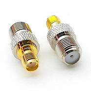 Перехідник SMA Female на F Female (гніздо), з'єднувач коннектор адаптер для антен, роутерів, рацій, фото 2