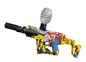 Автомат потужний із глушником на акумуляторі орбізи, що світяться лазерний приціл дуло світиться колір графіті