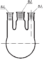 Колбы круглодонные с тремя параллельными горловинами со шлифами BORO 3,3 ТС